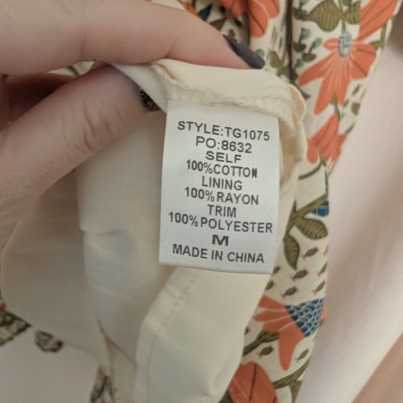 Gigio Poppy Lane Orange Floral V-Neck Dress New Medium Ric Rac Trim NWT - Picture 10 of 11